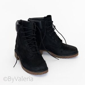 Timberland Jayne Waterproof Hiking Boots 6.5 Black Nubuck Leather Outdoor Grunge